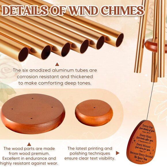 Christian Wind Chimes Aluminum Religious Gift for Women Moms Friends Sister - Picture 8 of 8